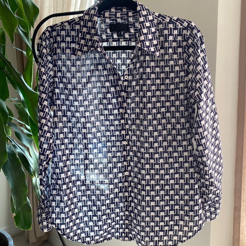 Nili Lotan Kate printed button down blouse-shirt,  size M